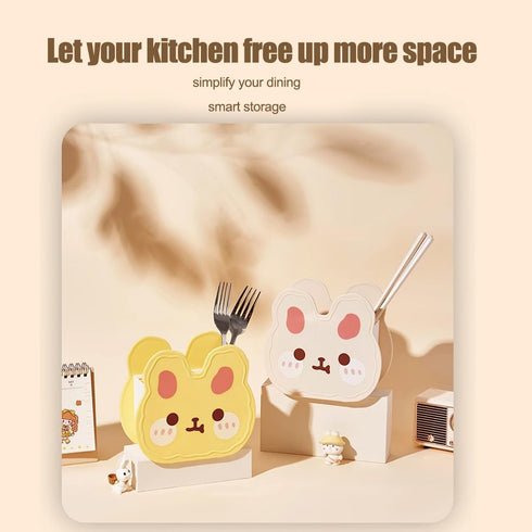 Kawaii Cute Bear Bunny Acrylic Pen Pencil Brush Holder, Desktop Organizer Decoration for Kids Office Makeup Storage