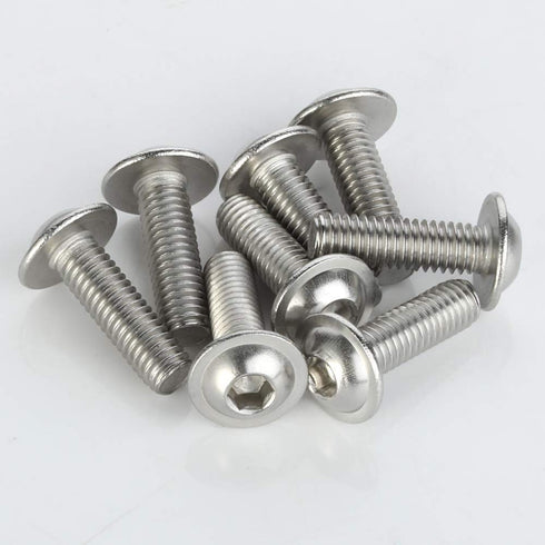 M6-1.0 x 12mm Flanged Button Head Socket Cap Screws, Stainless Steel 18-8 (304), 25 PCS