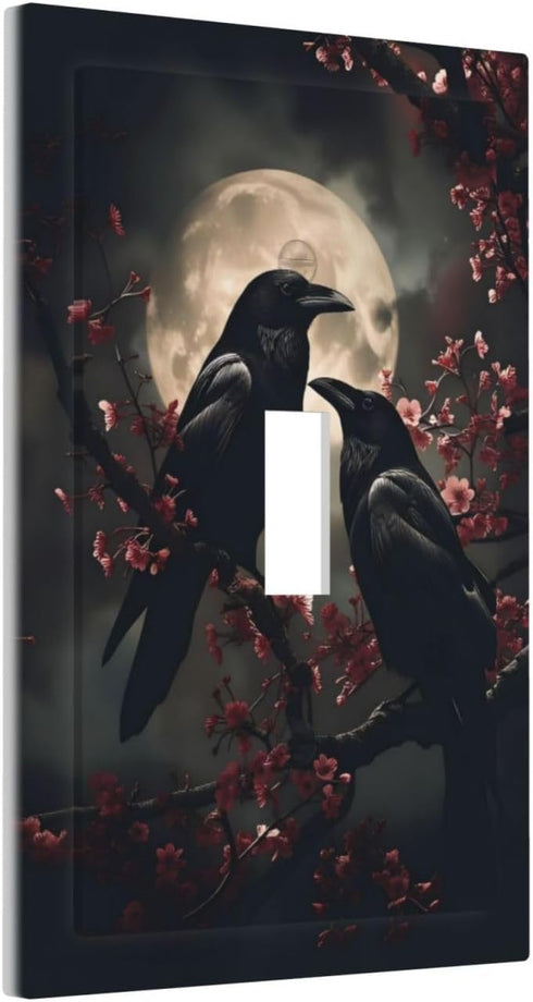Sturin 1 3X5 Gothic Black Raven Crow Wall Plate Light Switch Cover Gang Single Toggle Toggle Switch Art Plates