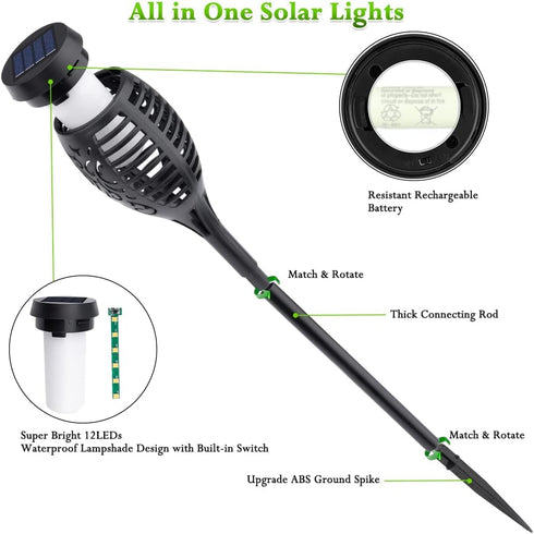 6Pack LNRYY Outdoor Solar Lights, Solar Torch Light with Flickering Flame, Solar Garden Lights Waterproof for Outdoor