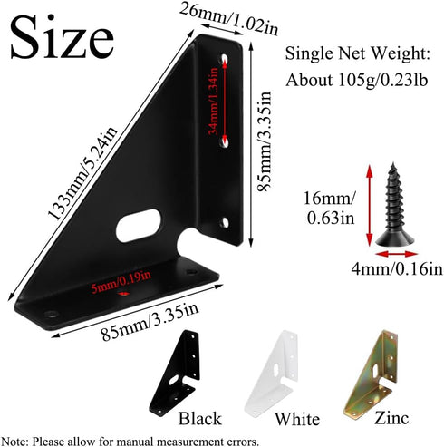 SEIWEI 2 Gusset Pcs Joints, Heavy Duty Trapezi Corner Code, Bracket Corner Brace Bracket Fasteners, Furniture Shelf