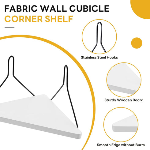 APUDWN 11.8 Inch Planter(White1 Fabric Wall Cubicle Corner Shelf with Hooks Wooden Triangular Cubicle Corner Shelf