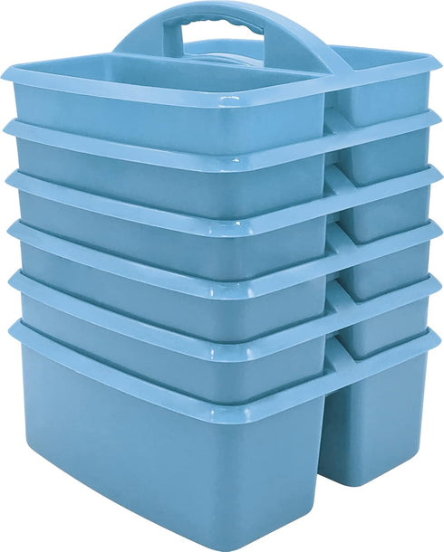 Teacher Created Resources Light Blue Portable Plastic Storage Caddy 6-Pack for Classroom and Office Organization