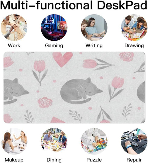 Generic 35. 4" 16. 5" Cute Cats Desk Mat Multifunctional Laptop Pad, Waterproof Dual Sided Desk Mat Heat-Resistant Pads