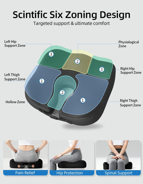 LSMColda Tailbone Extra Dense Orthopedic Seat Cushion, Ergonomic Memory Foam Seat Cushion for Office ChairDesk