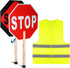 Yahenda Stop Slow Sign Traffic Set, 13" x 13" Double Sided Hand Stop Sign with High Visibility Vest for Road Work