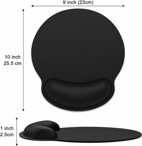 Ergonomic Mouse Pad with Wrist Rest Support, Memory Foam Computer Mouse Pad, Non-Slip Base, Black
