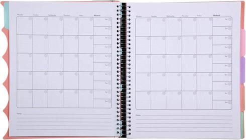 Mintra Office Durable PREMIUM Spiral Notebook, Salmon, 5 Subject (8.5in x 11in), College Ruled, Fabric Covered Coils,