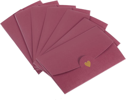 PATIKIL Mini Envelopes, 12 Pack Small Gift Card Holders for Wedding Birthday Invitations, Retro Gold Heart (Purple Red)