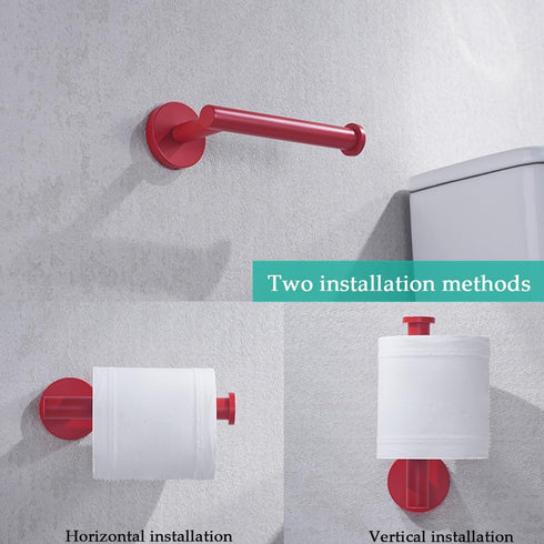 SUS304 6 inch Washroom,Drilling,96006-6RED Red Toilet Paper Holder Stainless Steel, Modern Round Tissue Roll Holders