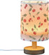 Generic Cherry Pattern Small Desk Lamp for Bedroom Nightstand Bedside Lamps with USB Table Lamp with Fabric Night Light