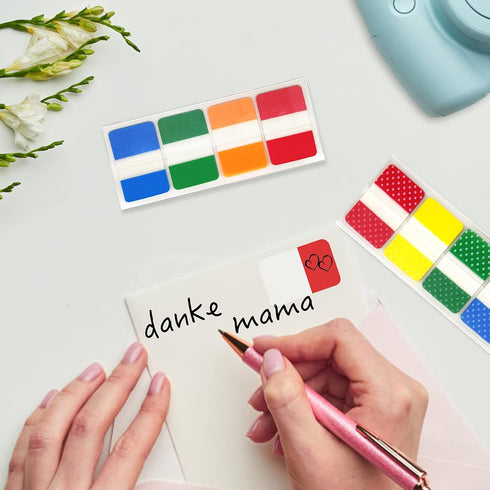 KICNIC Sticky Index Tabs 240 Pcs, 1 Inch Divider Tabs, Self-Adhesive Page Marker Bookmark, 3 Dispensers, 20 Pcs/Color