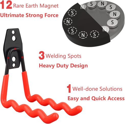 MUTUACTOR 2 Packs Large Heavy Duty Magnetic Hooks, Strong Storage Hooks for Hanging Tools and Utensils