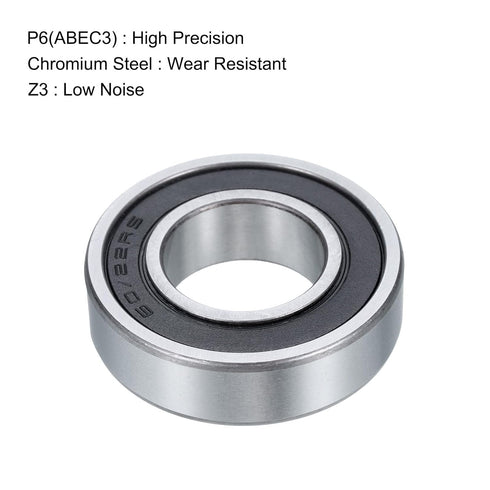 uxcell 4 Pcs 60/22-2RS Deep Groove Ball Bearing, 22mm x 44mm x 12mm High Carbon Chrome Steel Z3