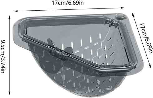 Generic 17x17x9.5cm Magnetic Corner Sink Strainer Basket With Twist-Open Bottom PP Triangular Drain Basket, Magnetic