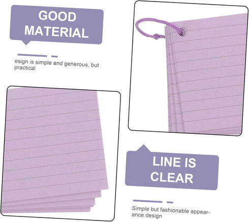 4sets TEHAUX Pre-hole Punched Flash Cards Binder Loose-leaf for Studying Organizing Ideas and Daily Use Blank Cards