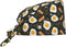Nurse Scrub Cap Men Women with Buttons - Egg Bacon Leaves Print