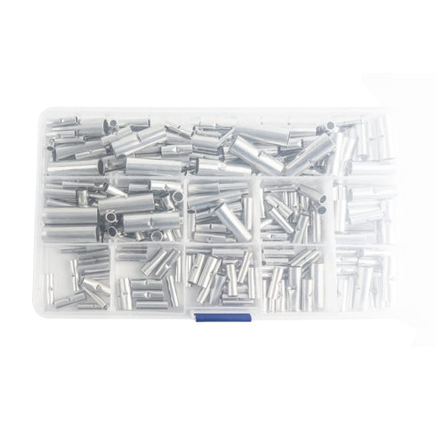 300PCS Non-Insulated Butt Connectors Kit, Tinned Red Copper, 24-10 Gauge Electrical Wire Crimp Terminals