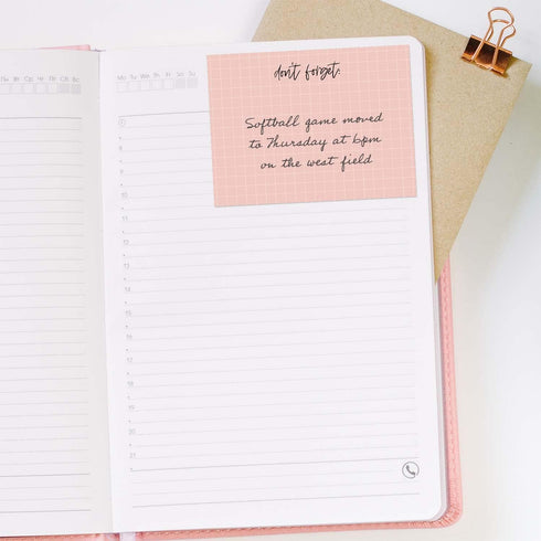 Feminine Reminder Fill in Sticky Note Pads, Set of 6, 4" x 3" Pink Purple, 50 Sheets Per Pad, Made in The USA