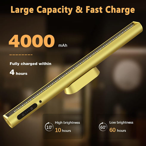 Dimmable Closet Hapfish Battery Powered Operated Wall Strip Lights, Rechargeable Magnetic LED Light Bar with Remote