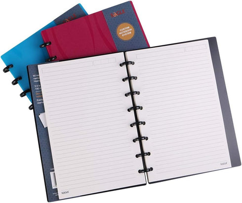Eagle Discbound Notebook, Customizable Junior Size, Poly Cover, 60 Sheets Ruled/Lined Pages (Red)