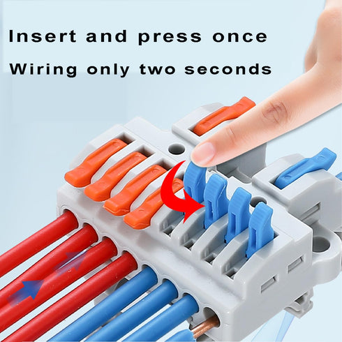 10 Pcs DIN Rail Terminal Blocks, 28-12AWG Quick Wiring Cable Connector for DIY Push-in Conductor
