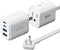 SUPERDANNY Detachable Travel Power Strip, 45W USB Fast Charge, 2 USB-C & 2 USB-A, 3 Outlets, 5ft Extension Cord, White