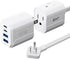 SUPERDANNY Detachable Travel Power Strip, 45W USB Fast Charge, 2 USB-C & 2 USB-A, 3 Outlets, 5ft Extension Cord, White