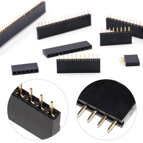Glarks 240Pcs 2.54mm Straight Single Row PCB Board Female Pin Header Socket Connector Kit