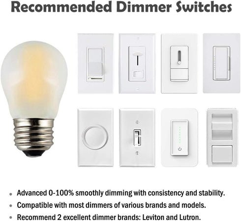 A15 Mini Globe Bulb - 4W Dimmable, 40 Watts Incandescent Replacement, E26 Standard Base, 6-Pack