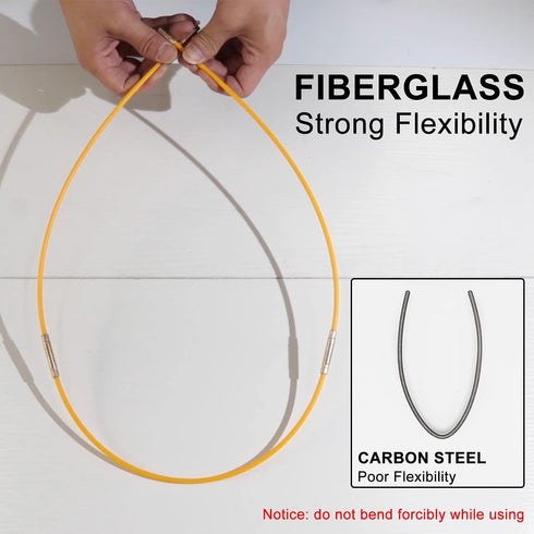 11' Fiberglass Running Electrical Wire Cable Pulling Fish Tape Kit with 5 Attachments in Carrying Case