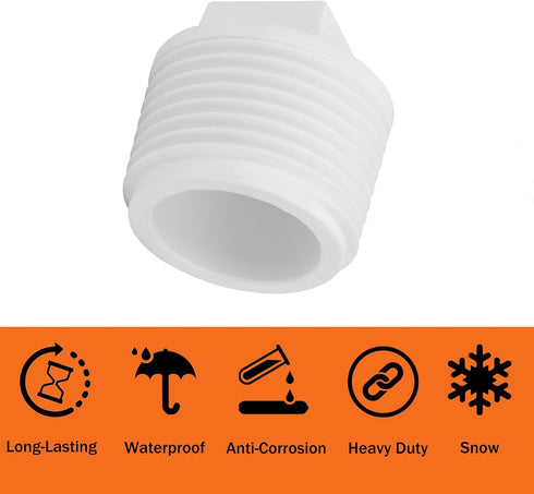 20Pack 1 Inch PVC Male Threaded Pipe End Cap, SCH40 PVC NPT Male Plug for Plumbing Water Line