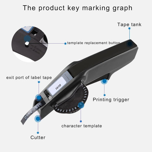 Manual Label Printer, Clear Number Letter Embossing Label Maker, Durable One Hand Operation