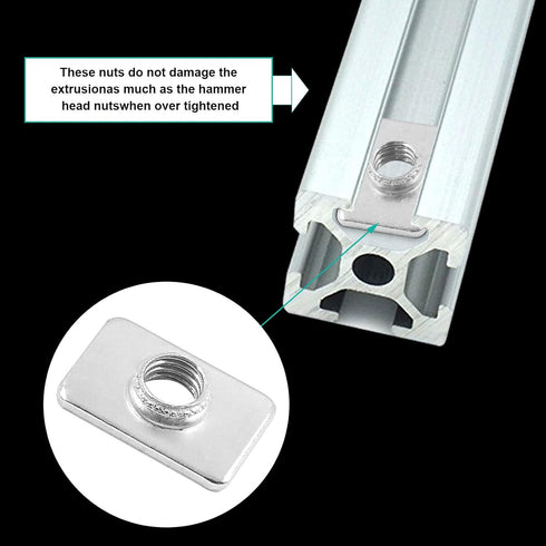 LifCratms 100pcs M5 2020 3D Flat Sliding T-Nuts, Series T-Slot Nut T Nut Accessories for CNC Router Build Rail Printer