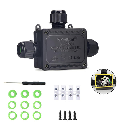 IP68 Waterproof Junction Box, 3 Way Underground Electrical Box, Plastic Box with Terminal Block for LED Lighting