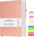 Large A5 Lined Journal Notebook, 312 Numbered Pages, 100gsm Thick Paper, Hardcover Vegan Leather for School Office, Pink