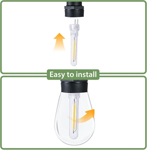 String Lights Replacement LED Bulb, 6 Pack, 2700K Warm White, S14 Shatterproof Waterproof Dimmable Light Bulb