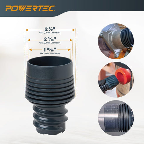 10 2 POWERTEC Power Tool Hose Kit with Vacuum Hose, Quick Change Adapters & Threaded Coupler Dust Collector Hose Kit