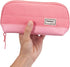Sooez Lightweight Wide-Opening Pencil Pen Case, Spacious Zipper Stationery Bag with Triangular Design for Adults, Pink