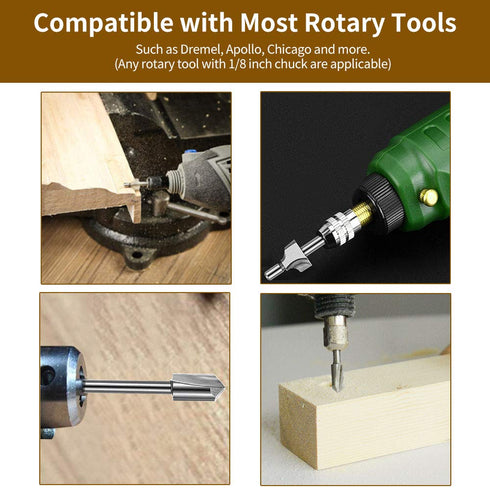 20Pc HSS Router Bit Set with 1/8"(3mm) Shank for DIY Woodworking, Carving, Engraving, Drilling & Sculpting