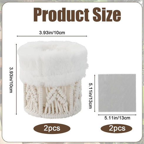 2 2 Pcs Glasses Holder for Nightstand, Boho Decor Eyeglass Holder Stand with Cleaning Cloths, Plush Lined Glasses Case