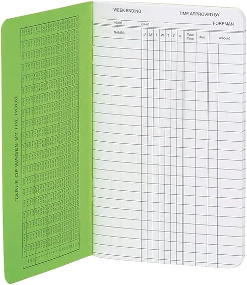 Wilson Jones Employee Time Book, Pocket Size, 4.13 x 6.75 Inches, 36 Pages, Green (WS802)