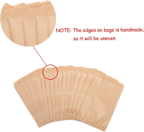 Volanic 100PCS 4X6 Inch Kraft Paper Bags, Small Flat Party Favor Bags for Bakery, Cookies, Sandwich Packing