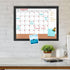 Monthly Calendar Dry Erase White Board & Cork Bulletin Board, 13" x 17" with Black Wood Frame