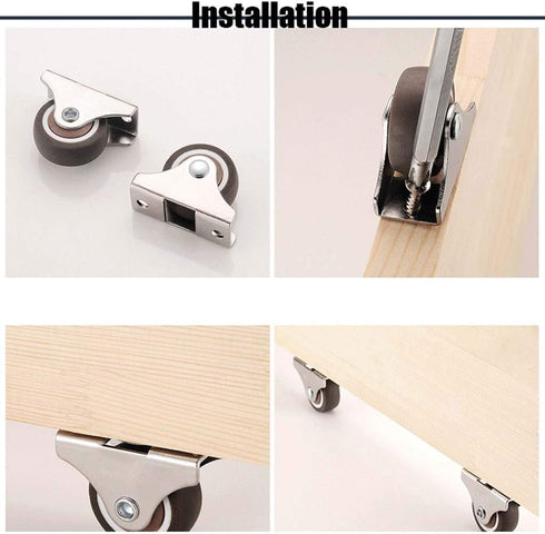 ZX@Casters 1 Inch 4 Packs, Silent Caster Rubber Directional Wheel | Suitable for Small Bed Bottom Tatami Drawer Pulley
