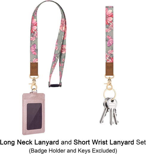 Wisdompro Lanyards for Keys, Cute Wrist & Neck Lanyard for Women, Breakaway Lanyard for ID Badges, Car Keys