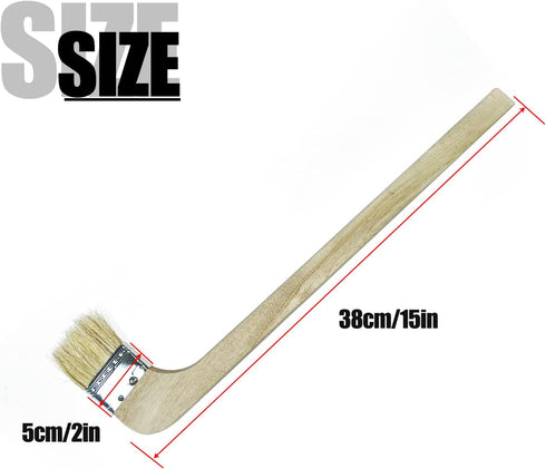 Wooden Handled Hog Bristle Radiator Right Angle Bend Paint Brush, 15" Long, 2" Brush Width (2 Pieces) by QINGSHENG