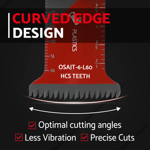 Oscillating Saw Blades for Wood, 6 PCS Multitool Blades for Wood, Plastic, Curved Edge Long Power Tool Blades