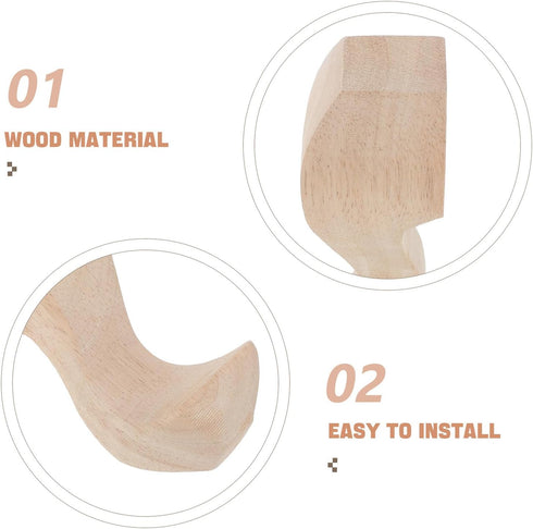 Set 4pcs, 15x6cm SOLUSTRE Solid Wood Furniture Legs Feet European Style Carved Wooden Sofa Table Cabinet Support Legs