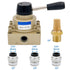 Baomain Rotary Lever Hand Valve HV-03, PT3/8 3 Position 4 Way Pneumatic Air Flow Control